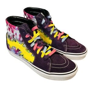 VANS SK8-HI Mysteriosa Shoes Mens 9.5 Wmns 11 Neon‎ Tie Dye Suede Leather Unisex